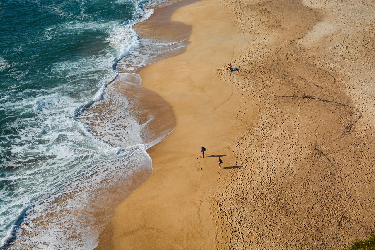 Beach, sea, waves, sand, sandy beach, shore, seashore, ocean waves, ebb, portugal, ocean, algarve, water, landscape, coast, island, lisbon, aerial view, nature, bird's eye view, drone photography