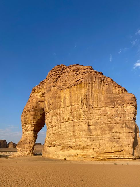 Beautiful landscape of Elephant Rock in AlUla, a natural sandstone formation.