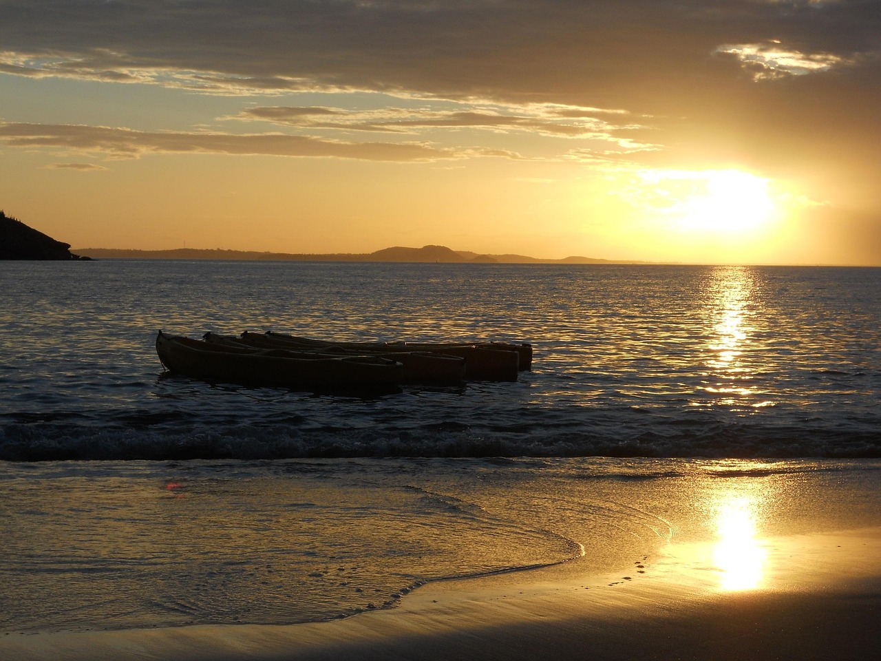 Sunset, beach, nature, boats, landscape, brazil, búzios
