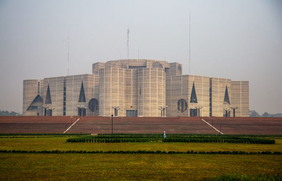 The iconic National Parliament Building in Dhaka, Bangladesh, designed by Louis Kahn.