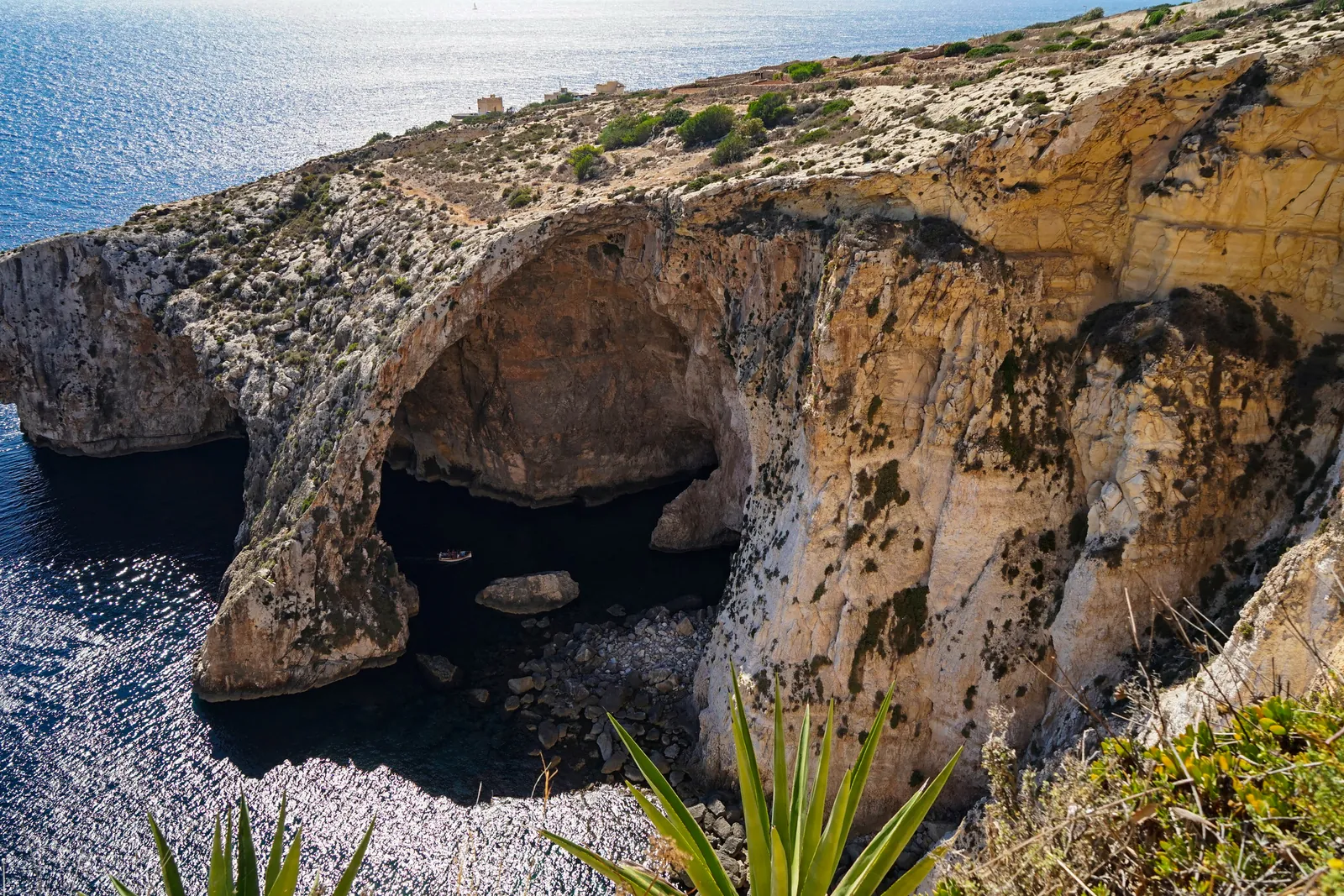 Sea cave cliffs of the Blue Grotto on the Malta coast