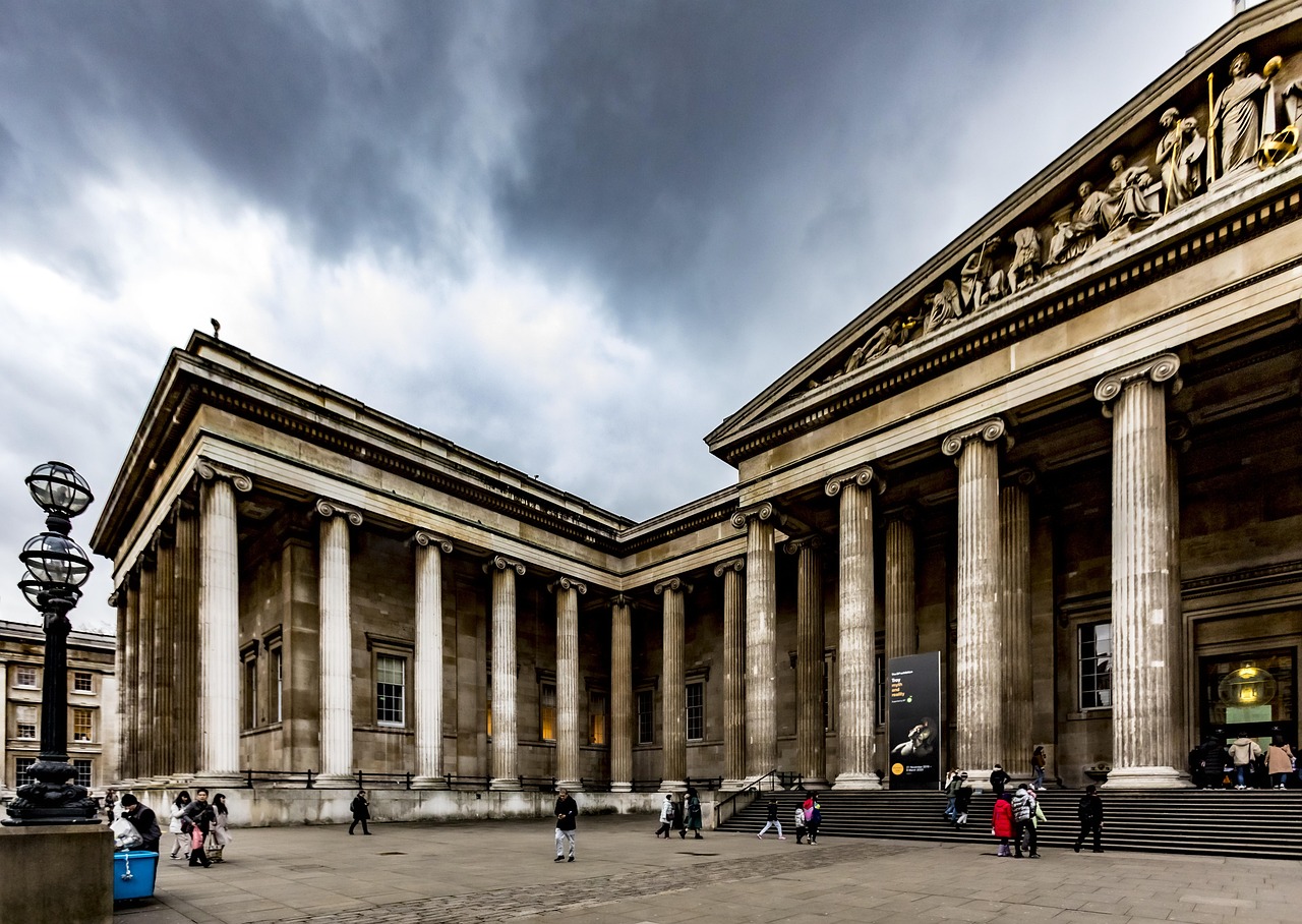 British museum, nature, museum, london, uk, england, city, culture, arts, sky, column, clouds, overcast, people, building, history, landmark, marble, famous, winter, collection, artwork, hulki okan ta