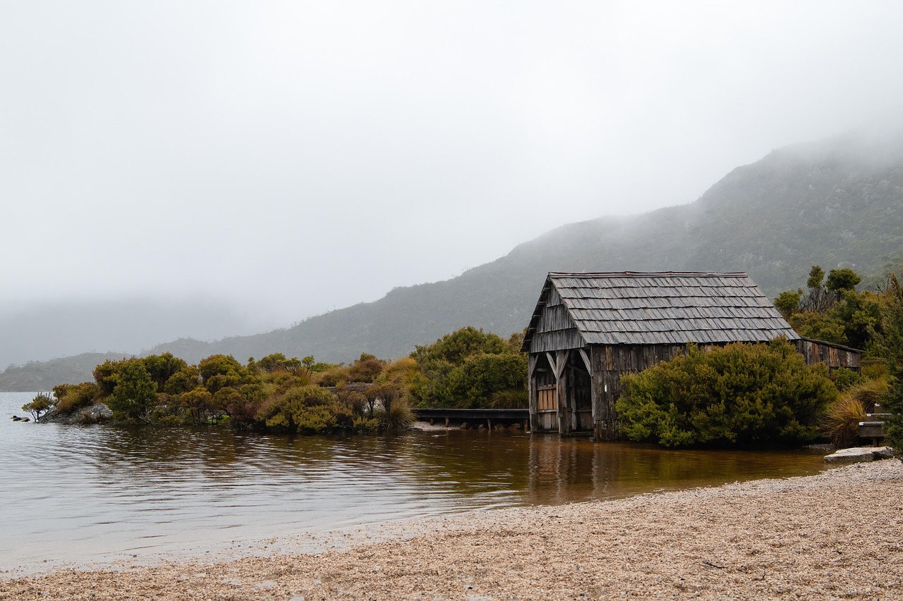 Boat shed, lake, dove lake, cradle mountain, boathouse, landscape, shore, tranquil, nature, peaceful, tasmania, cradle mountain national park, australia