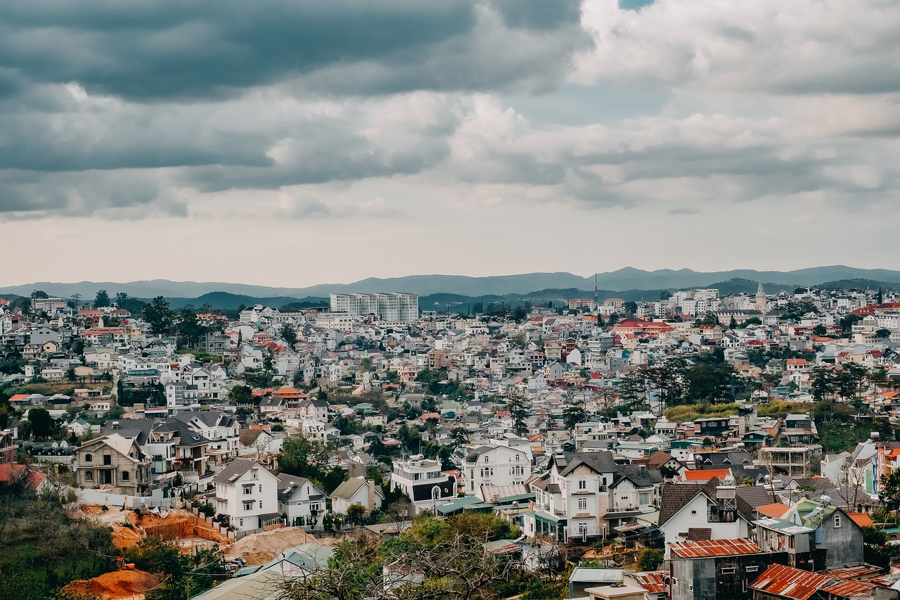 Buildings, houses, skyline, nature, photo, city, crowded houses, vietnam, outdoor, sky, urban, mountain city, da lat