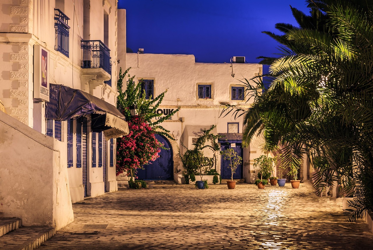 Houmt souk, djerba, town, buildings, outdoors, night, city, tunisia, djerba, djerba, djerba, djerba, djerba, tunisia