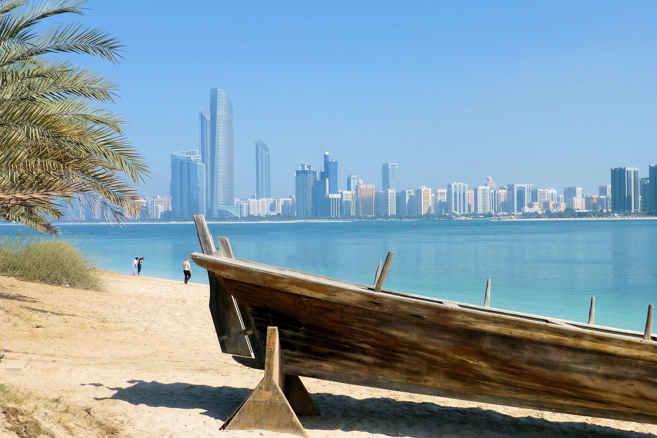 Skyline dubai, dubai, skyscraper, nature, city, sea, Abu Dhabi, United Arab Emirates