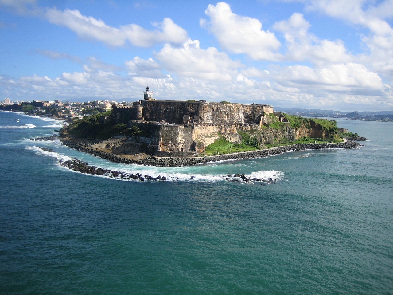 Puerto rico, view, ocean, blue sky, caribbean, nature, rocks