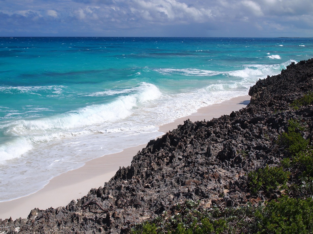 Bahamas, coast, sea, nature, waves, surf, ocean, exuma, water