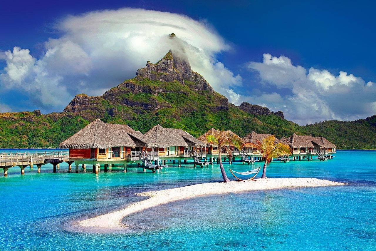 Bora bora, island, caribbean, tahiti, polynesia, paradise, travel, sea, nature, french polynesia, dream holiday, water, beautiful, ocean, pacific, exotic, luxury, resort, bungalows, south pacific, vac