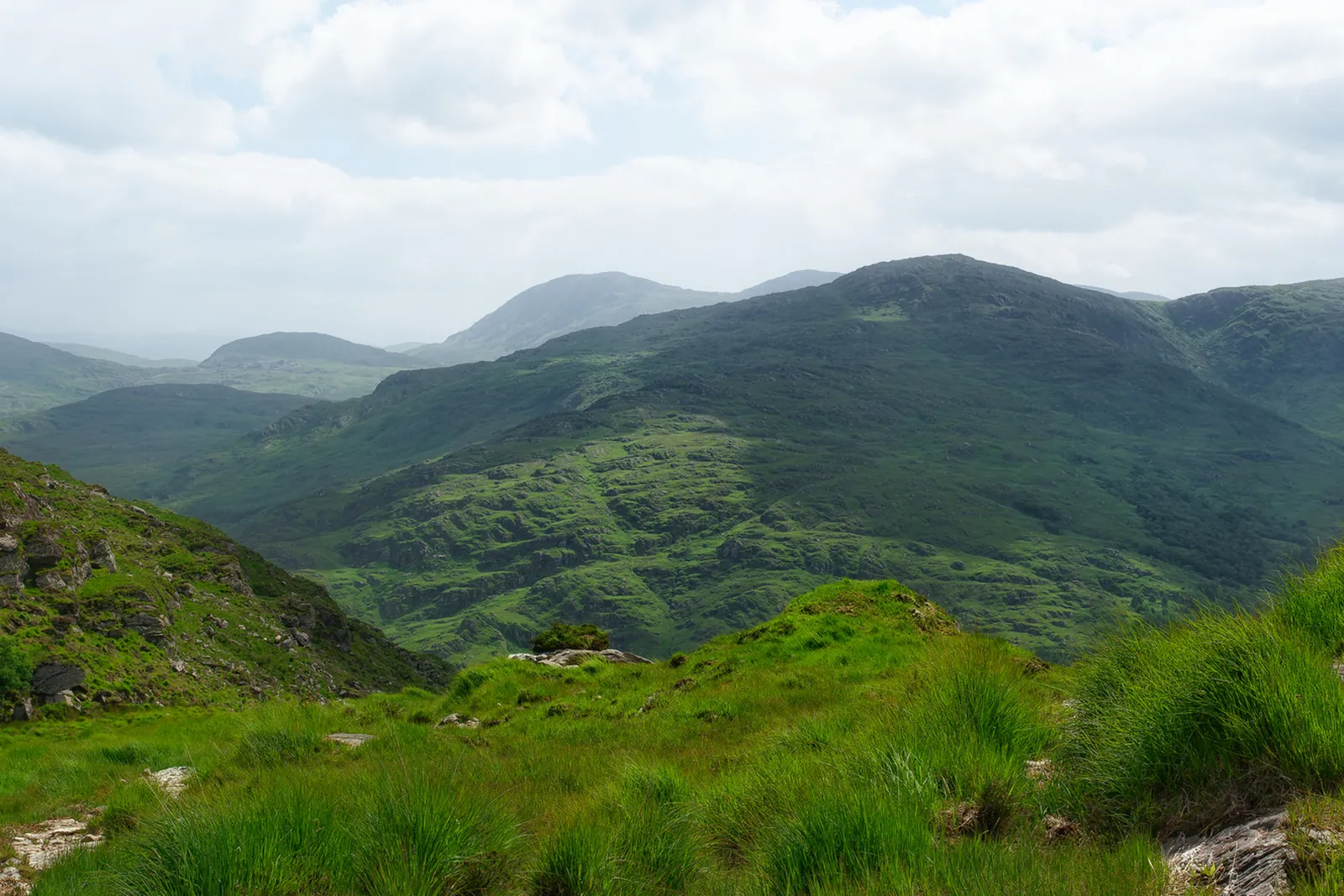 Green hills of the Gap of Dunloe in County Kerry