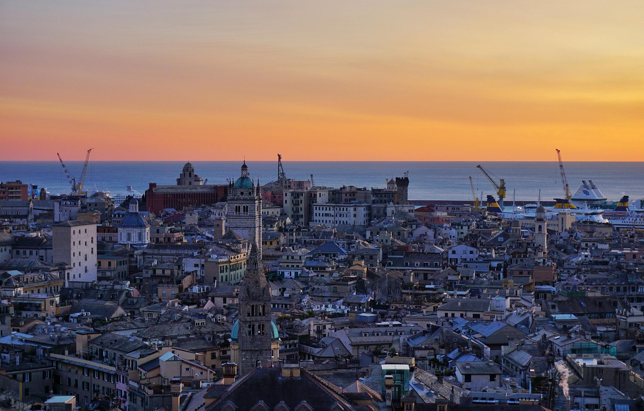 City, travel, tourism, italy, skyline, europe, historical, nature, genoa, liguria, sunset, mediterranean