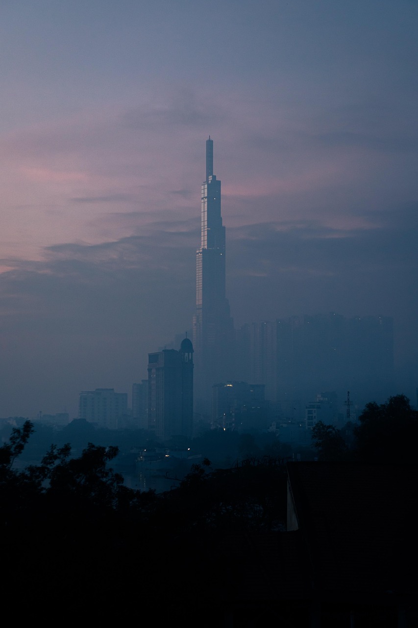 Building, landmark, landscape, cityscape, famous, scenic, glacier, city, architecture, morning, travel, skyline, skyscrapers, modern, construction, tower, vietnam