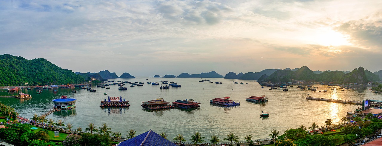 Sunset, lan ha bay, ha long bay, landscape, nature, panorama, sea, vietnam, scenic view, tourist destination