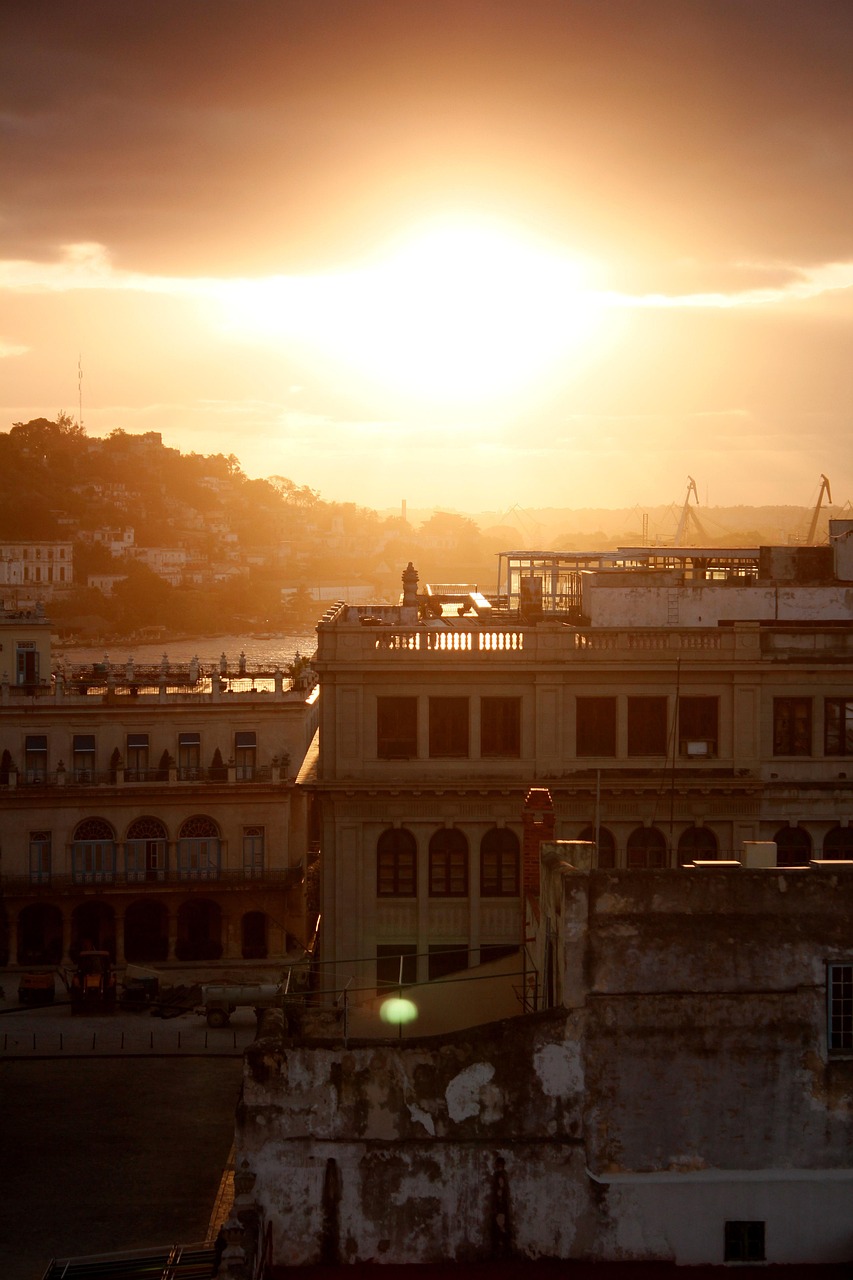 Cuba, havana, sunset, sunrise, skyline, nature, horizon, clouds, city