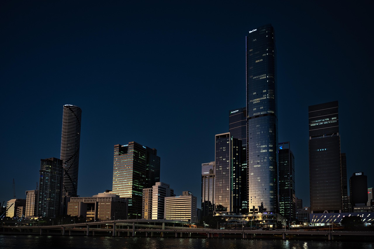 Skyline, brisbane, sunset, downtown, nature, building, architecture, night, cityscape, skyscrapers, queensland, australia