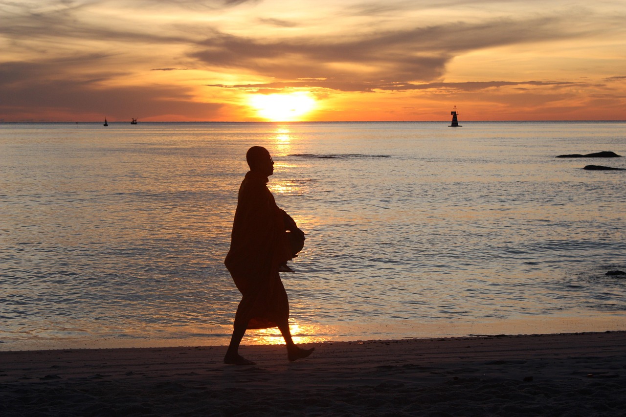 Hua hin, thailand, prachuap khiri khan, travel, nature, monk, hua hin beach, alms, the gulf of thailand, beach