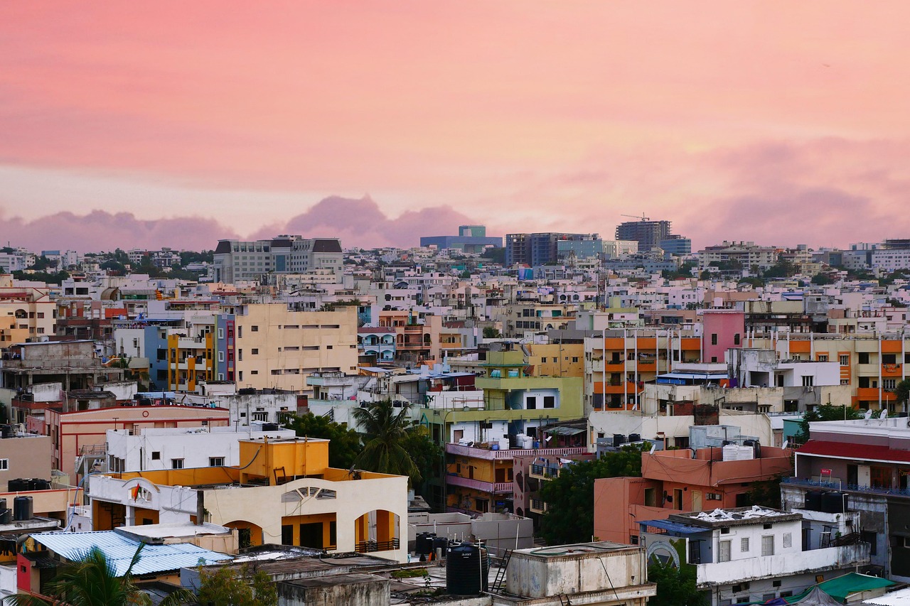 City, hyderabad, sunset, buildings, nature, india, landscape