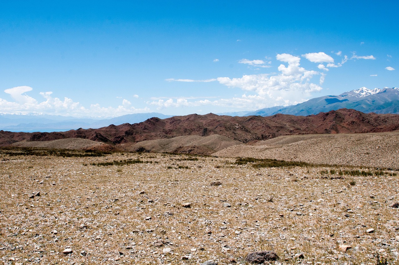 Mountains, landscape, mountain, nature, blue sky, rocks, sky, dahl, clouds, spaciousness, journey, summer, kyrgyzstan, issyk-kul