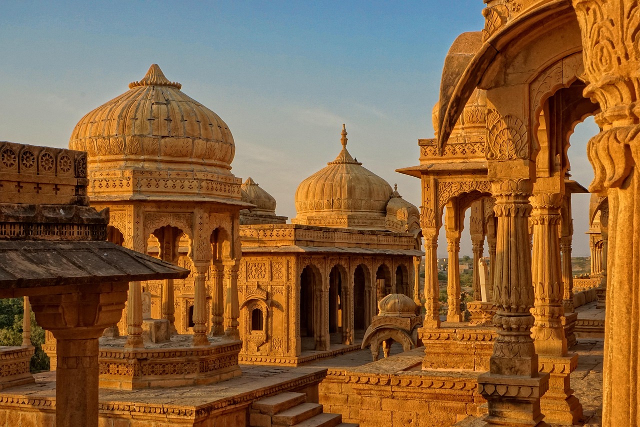 Temple, building, golden hour, dome, bada bagh, cultural site, historical, architecture, travel, religion, dome roof, evening sun, india, jaisalmer, evening light, temple, india, india, india, india, 