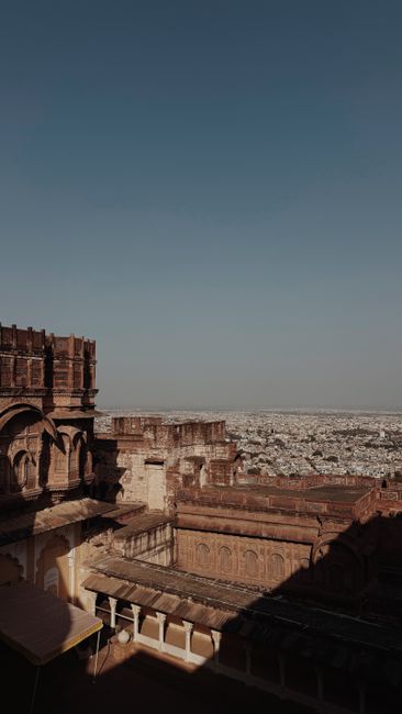 Explore the stunning architecture of Mehrangarh Fort, offering a breathtaking view of Jodhpur cityscape.