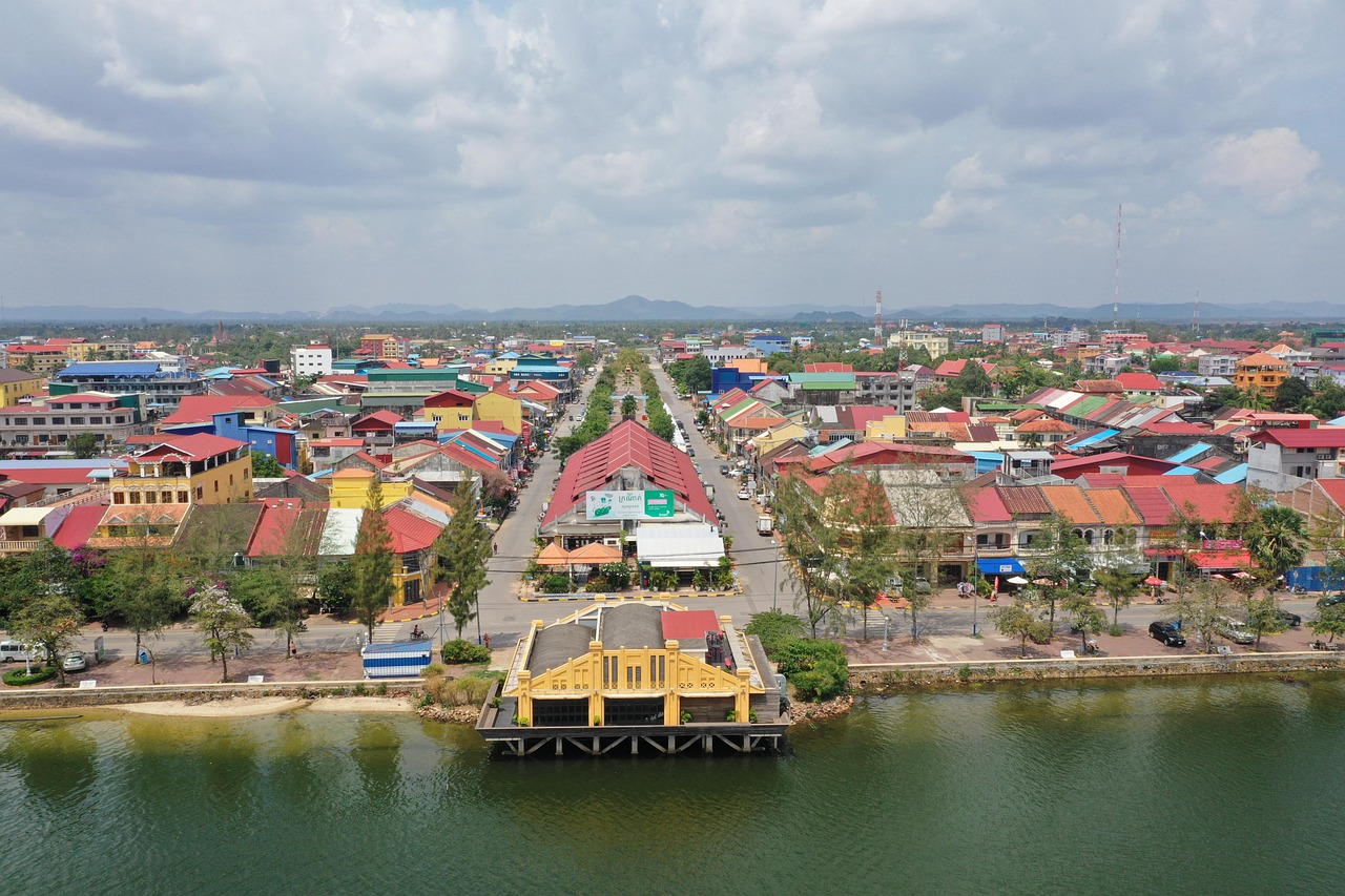 Kampot, city, river, panorama, buildings, town, urban, tropical, praek tuek chhu, cambodia, asia, kampot, kampot, kampot, kampot, kampot, cambodia