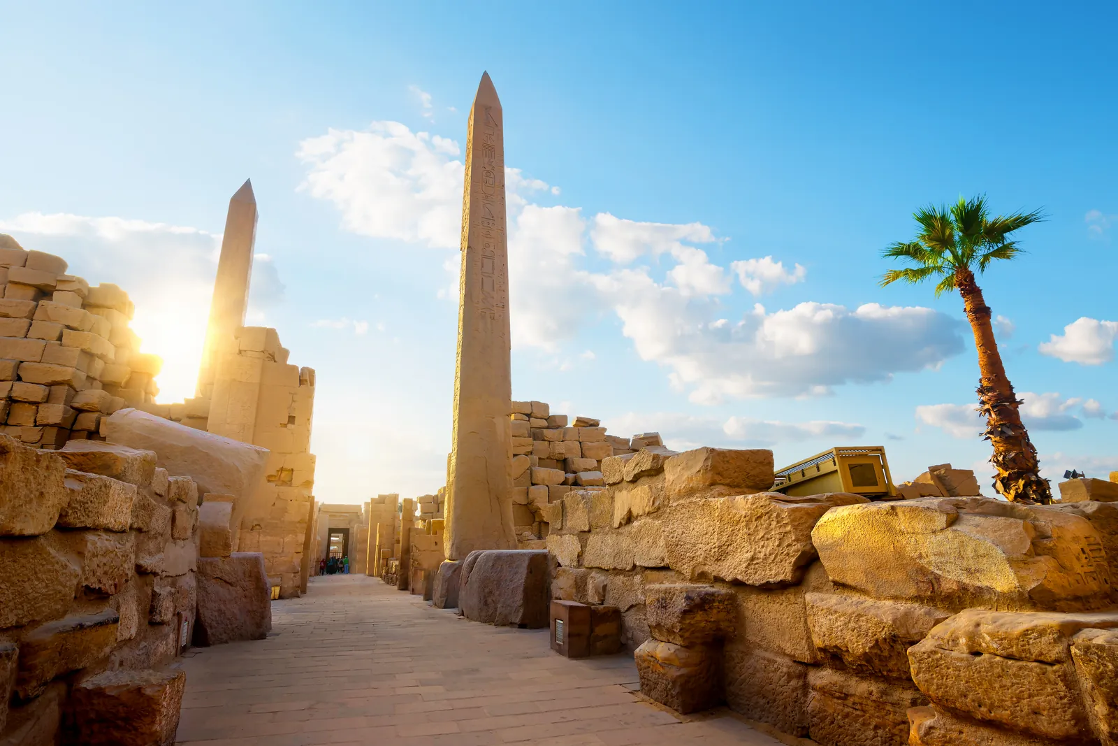 The obelisks and ruins of Karnak Temple in Luxor, Egypt
