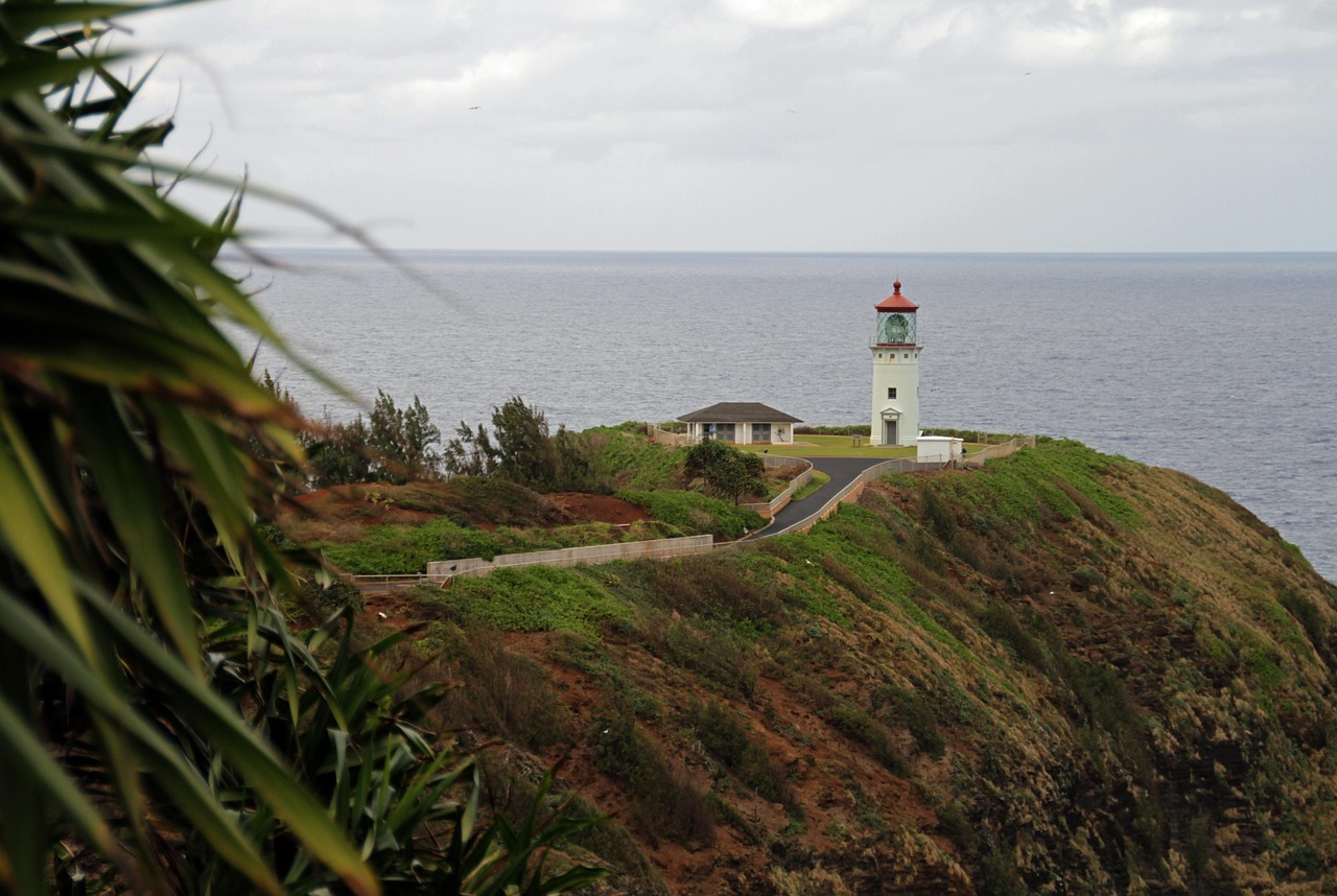 Lighthouse, cliff, coast, coastal, scenery, kauai, hawaii, kauai, kauai, kauai, kauai, kauai