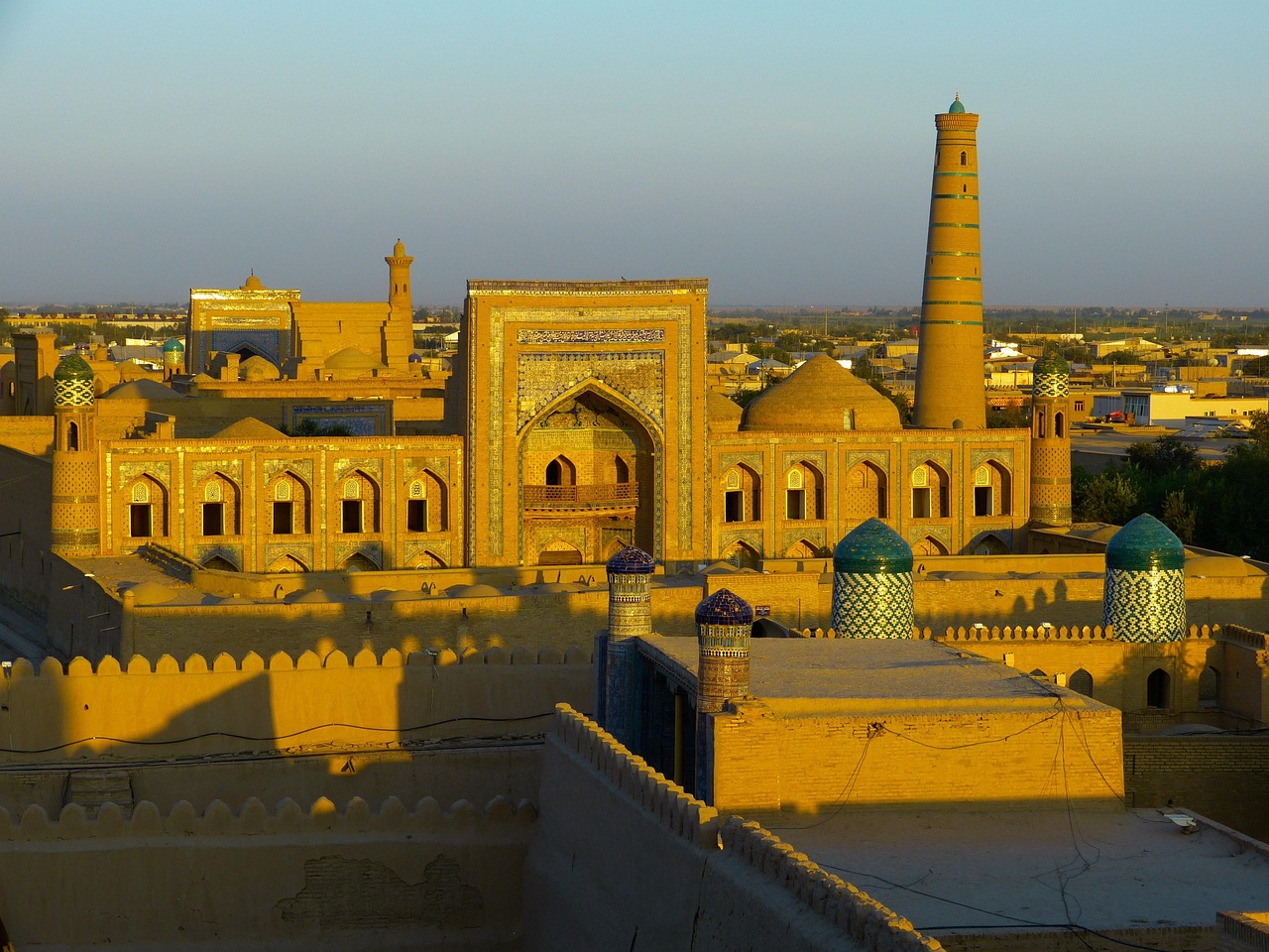 Khiva, city, cityscape, nature, old, evening atmosphere, uzbekistan, sunset