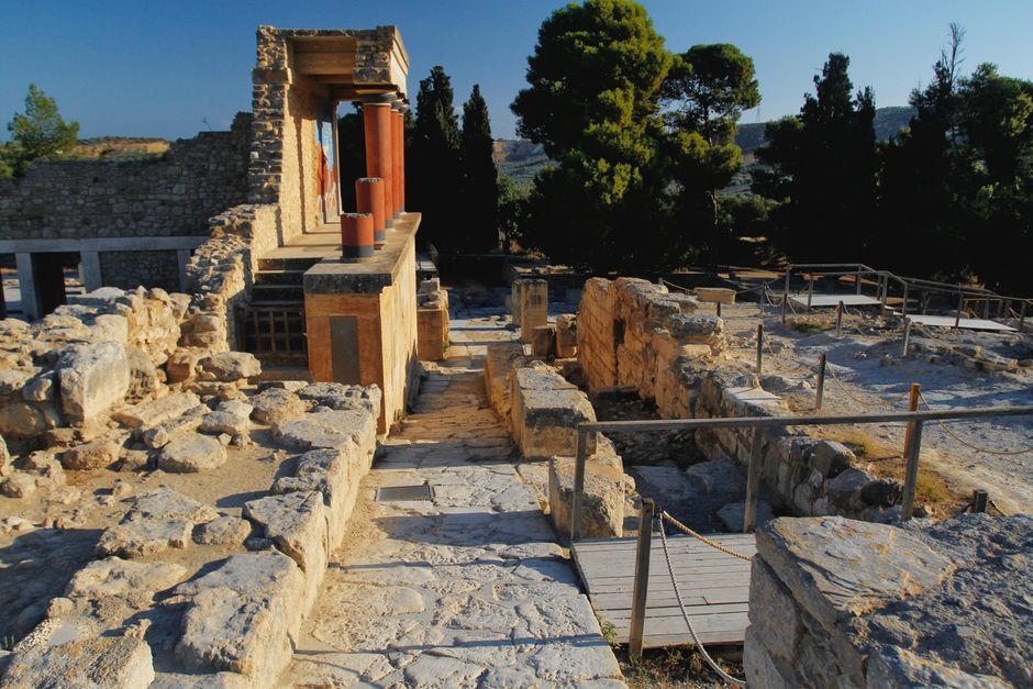 Explore the ancient ruins of Knossos Palace, a significant archaeological site in Greece.