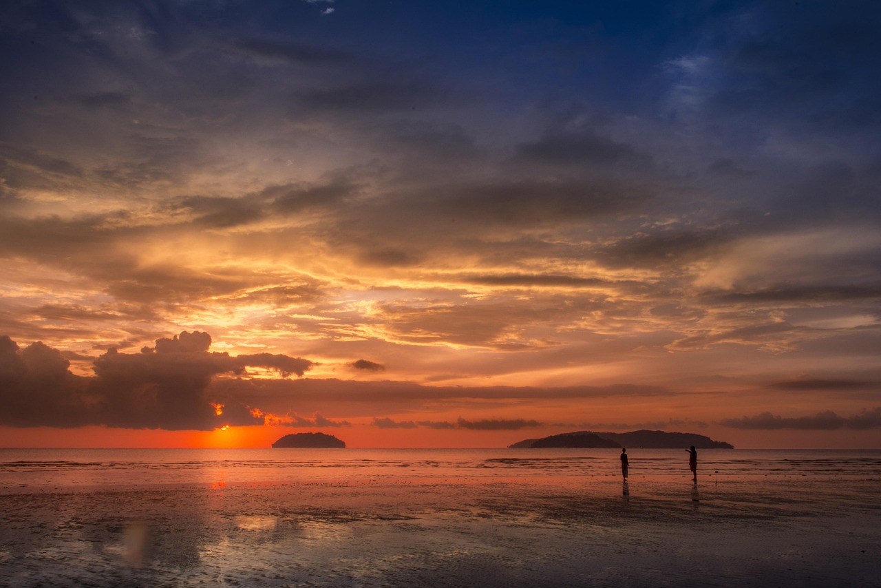 Sunset, nature, beach, malaysia, kota kinabalu, tanjung aru, cloud, rainy