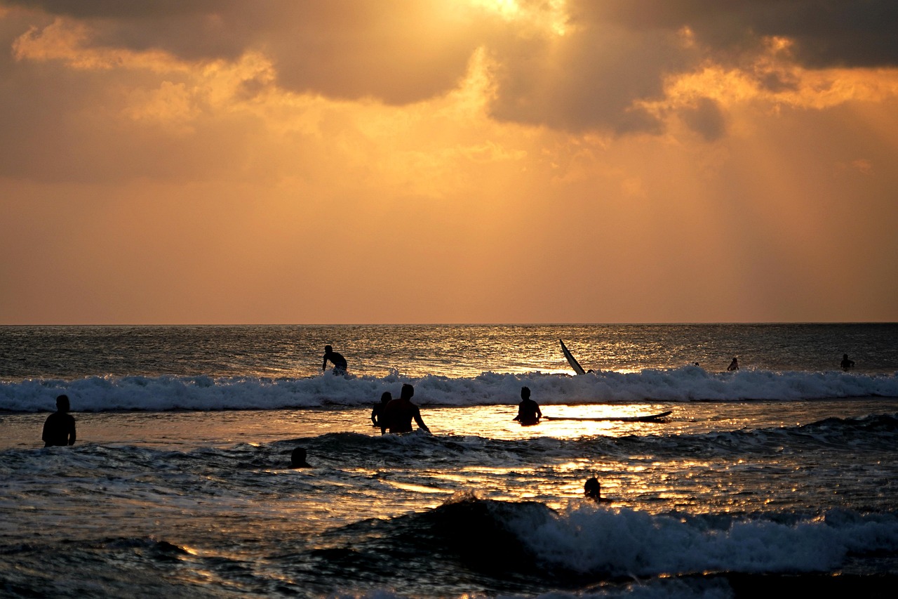 Sunset, nature, kuta beach, kuta, indonesia, beach, landscape
