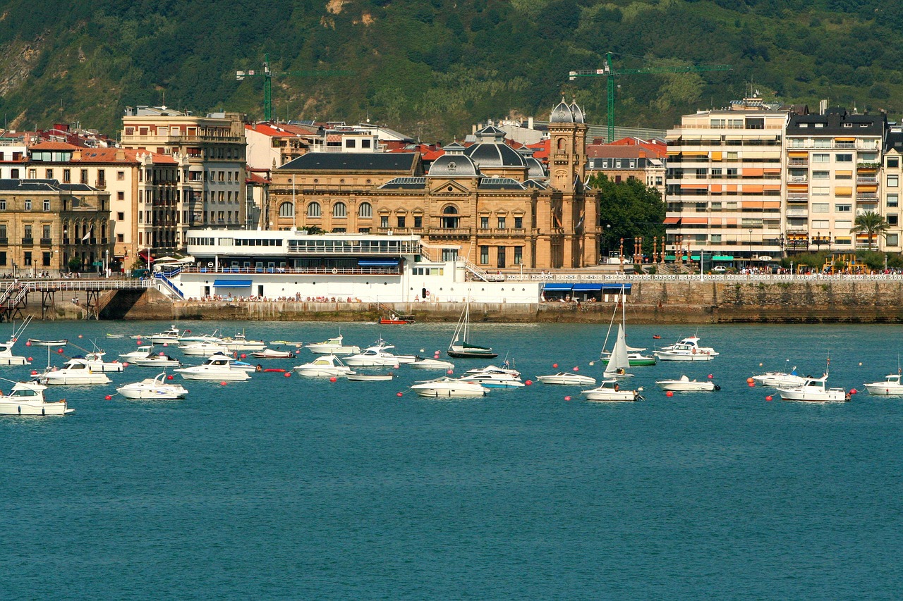 San sebastian, spain, port, beach, harbor, boats, nature, sailboats, basque, europe, city, travel, seaside, la concha, vacation, summer, coast, sunny