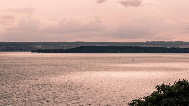 Peaceful view of Bodensee Lake at sunset, capturing the serene beauty of nature.