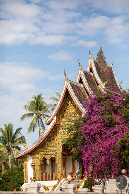 Beautiful Wat Xiengthong temple with ornate architecture in Luang Prabang, Laos.