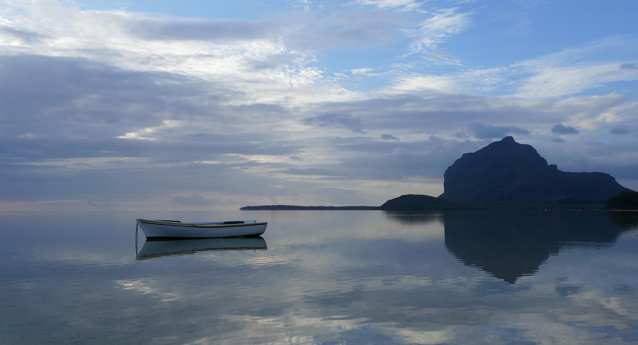 Mauritius, le morne, le morne brabant, south coast, sea, beach, nature, mountain, sunset, indian ocean, heaven, clouds