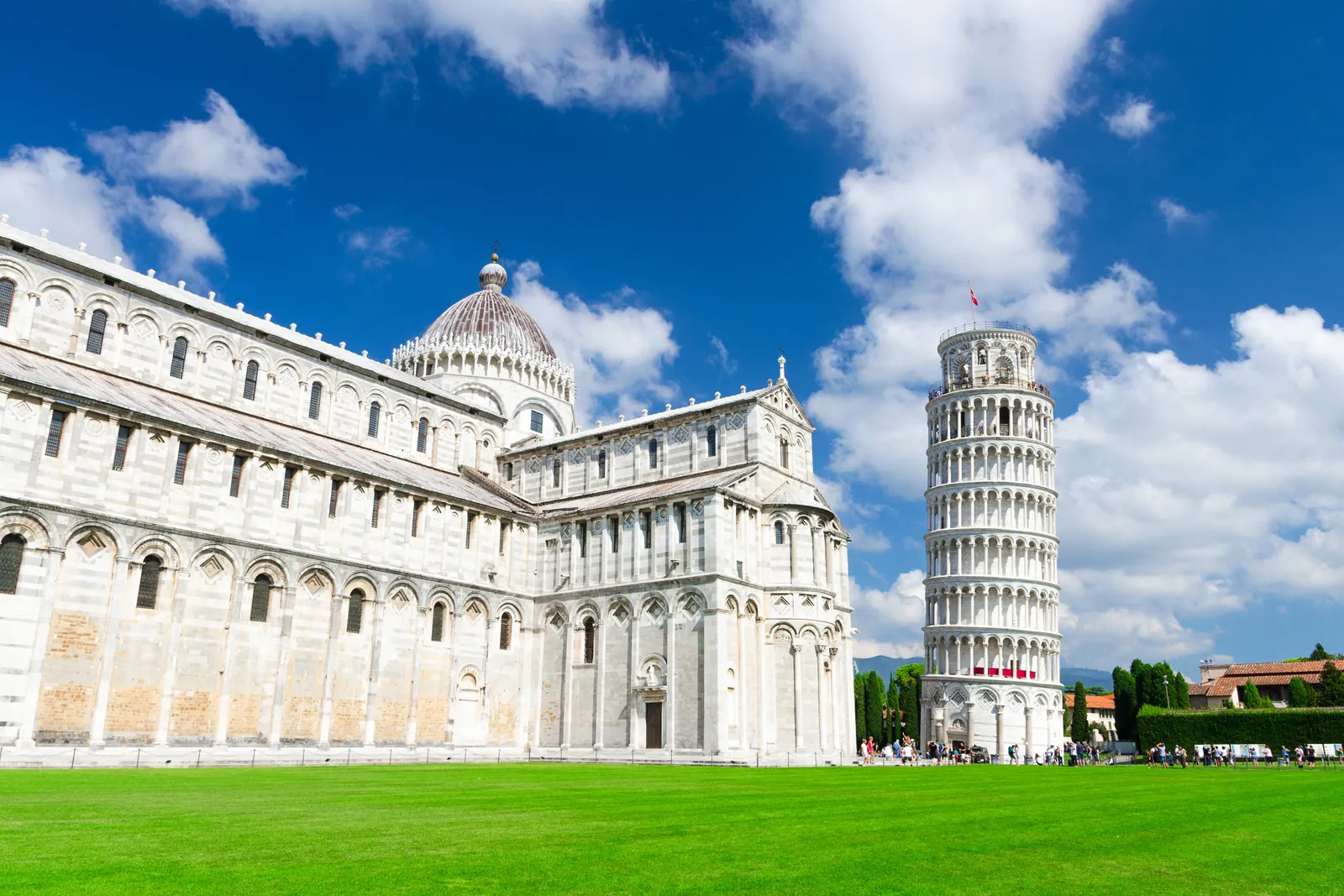 Pisa Cathedral and the Leaning Tower on the Piazza dei Miracoli