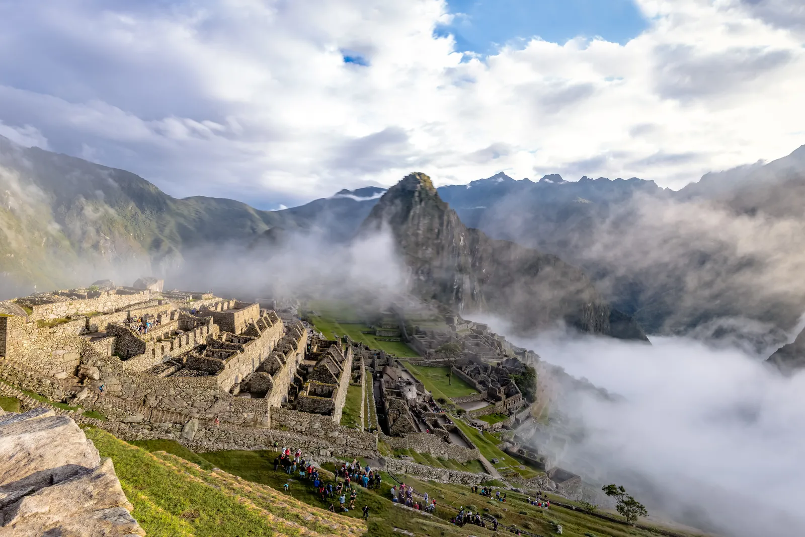 Panoramic view of the Inca citadel of Machu Picchu, Peru