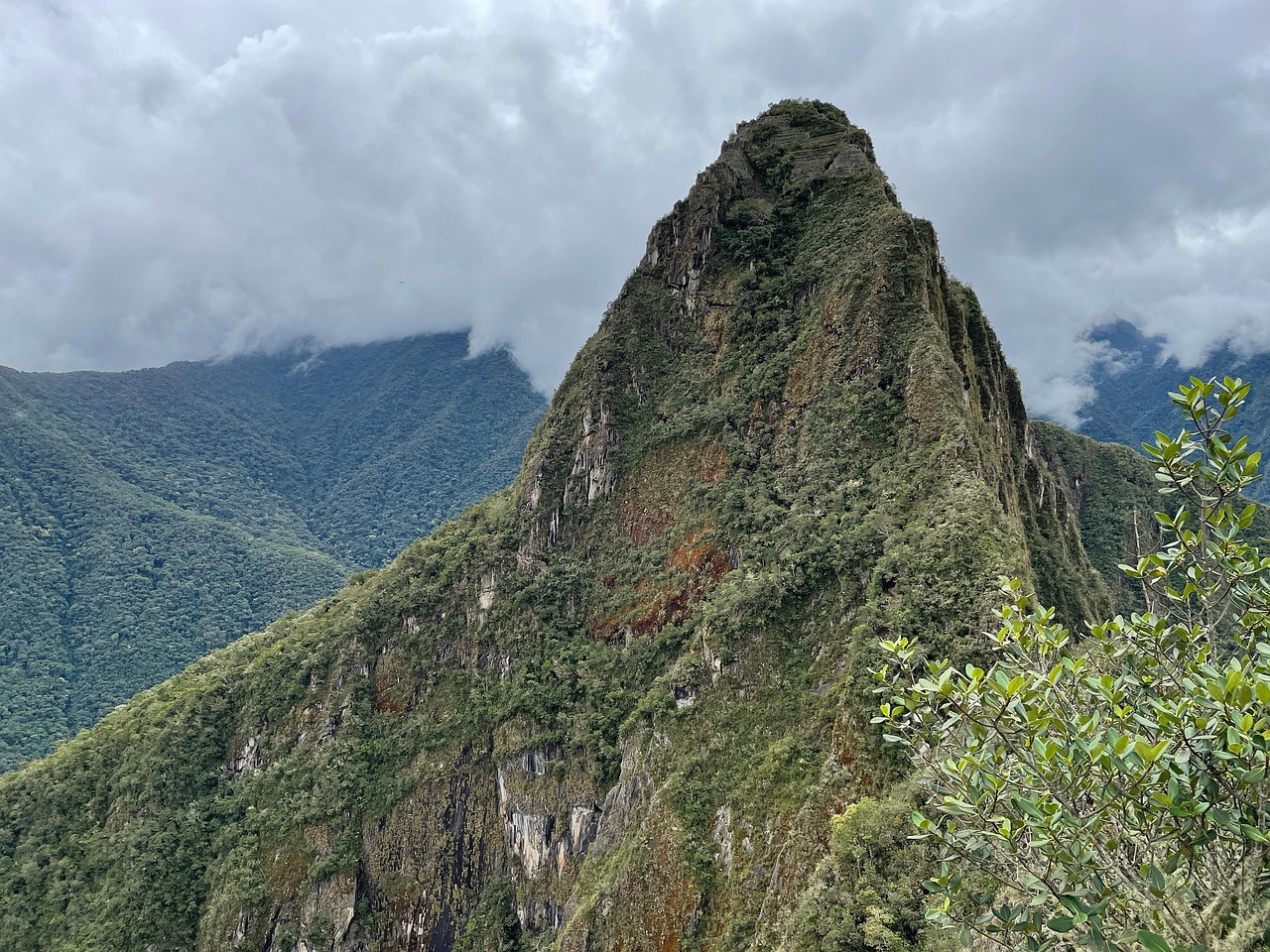 Mountain, peak, sky, nature, clouds, machu picchu, peru, landscape