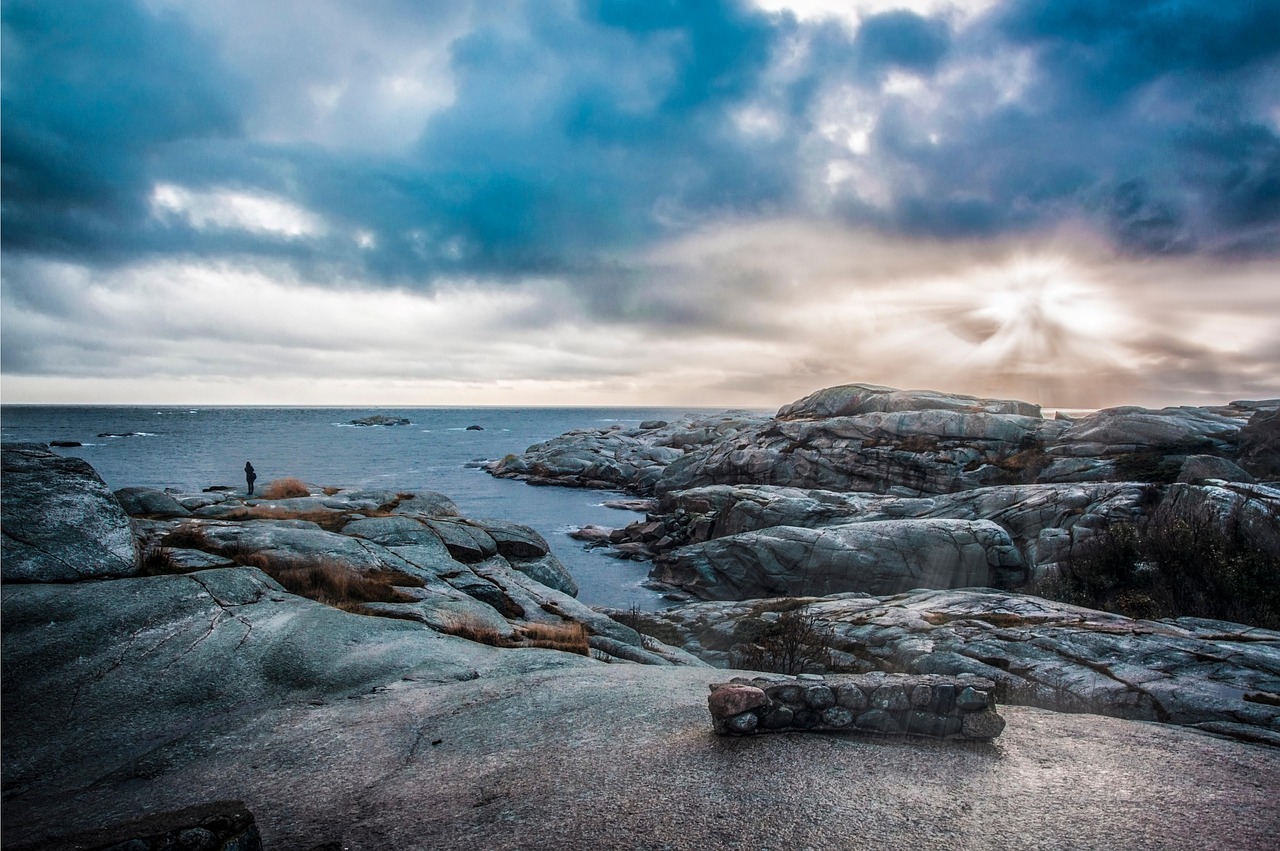 Sea, the coast, rocks, the horizon, sky, clouds, sunlight, ocean, coast, rocky coast, nature, island, scenery, scandinavia, verdens ende, norway, visitoslo, scenery, scandinavia, scandinavia, scandina