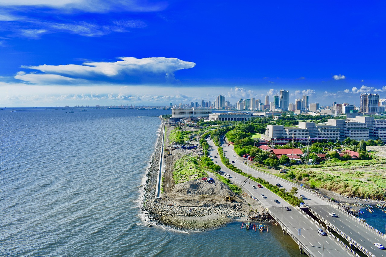 Manila, city, philippines, building, tower, sea, structure, views, asia, skyscrapers, nature, architecture