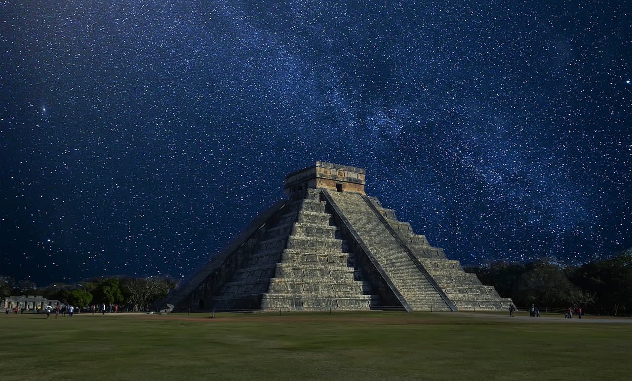 Chichen itza, mexico, pyramid, milky way, night, mayans, archaeology, archaeological site, stars, starry sky, starry night, landmark, famous, places of interest, chichen itza, mexico, mexico, mexico,