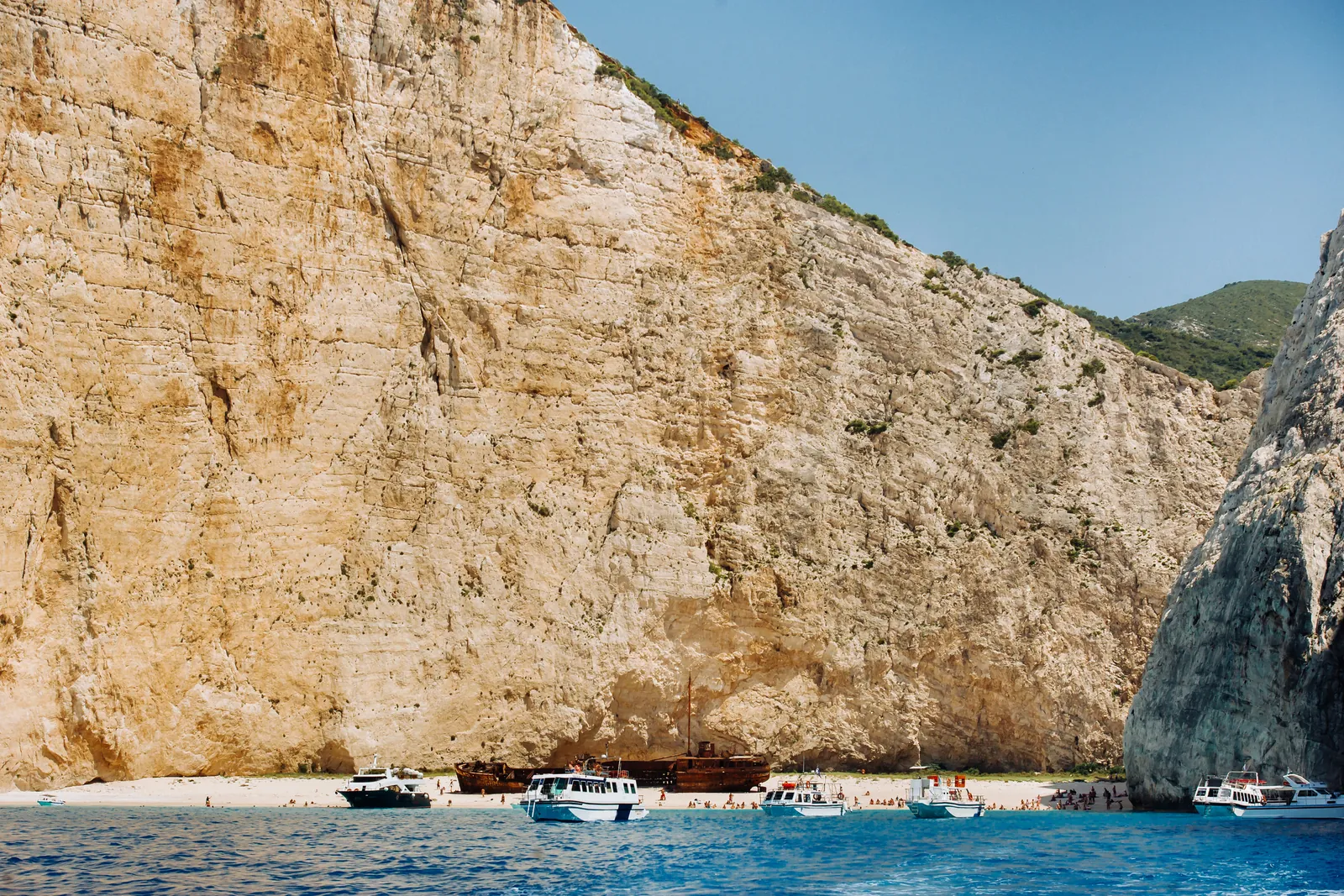 Shipwreck Bay (Navagio Beach) on Zakynthos seen from above