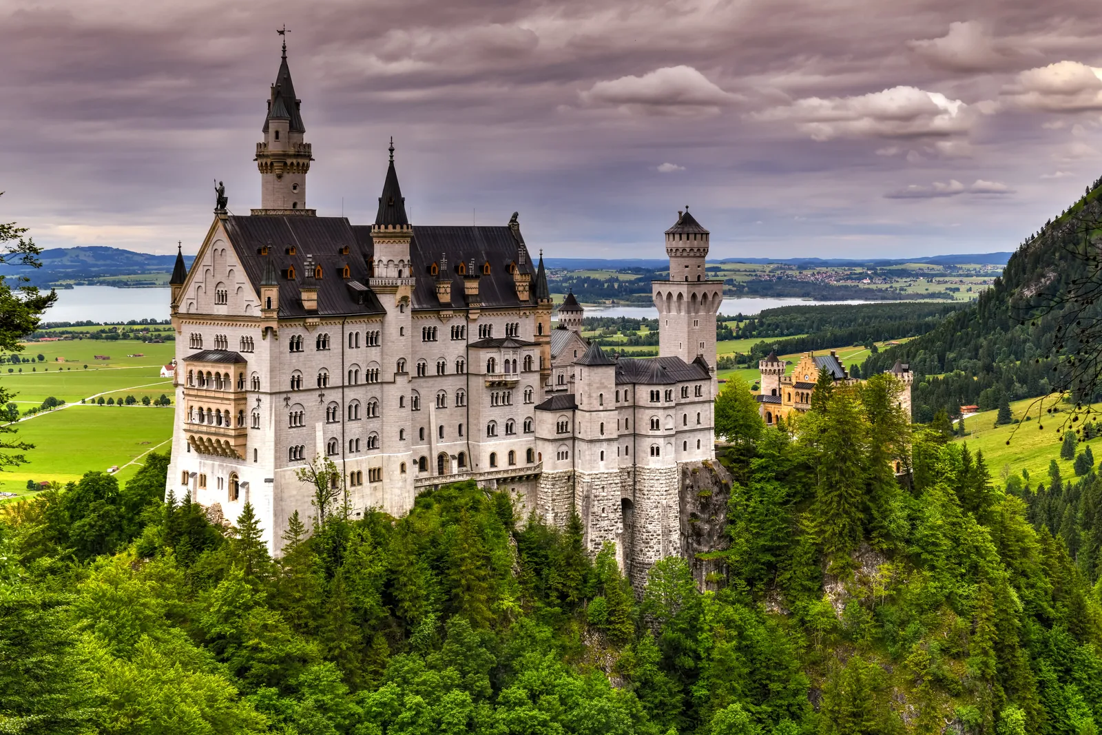 Neuschwanstein Castle on its cliff near Füssen, Bavaria