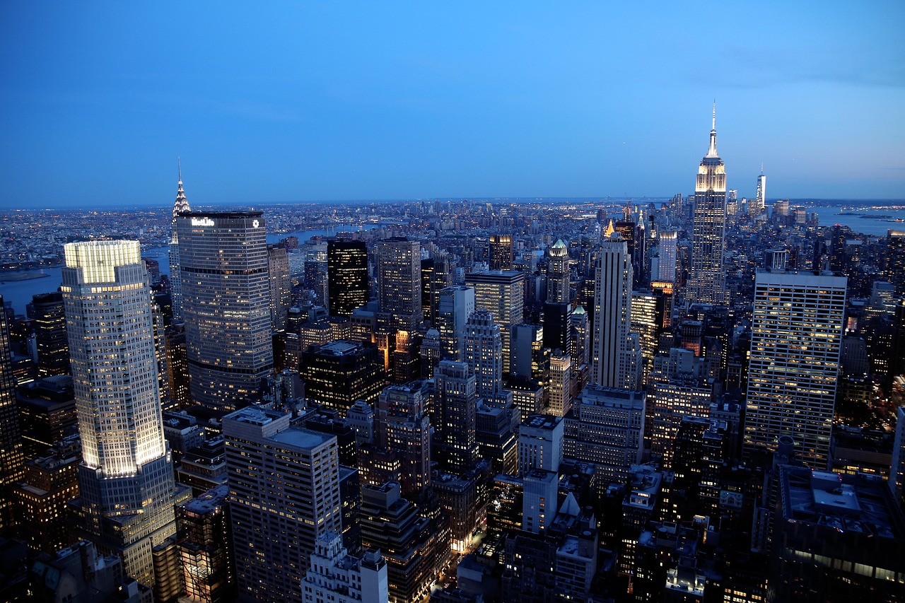 New york, city, skyscraper, united states, buildings, architecture, manhattan, skyline, empire state building, lights, evening, new york, new york, new york, new york, new york, united states, united