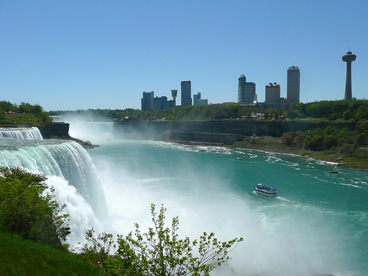 Niagara falls, waterfall, skyline, water, tourist attraction, canada, ontario, nature, usa, blue waterfall, niagara falls, niagara falls, niagara falls, niagara falls, niagara falls