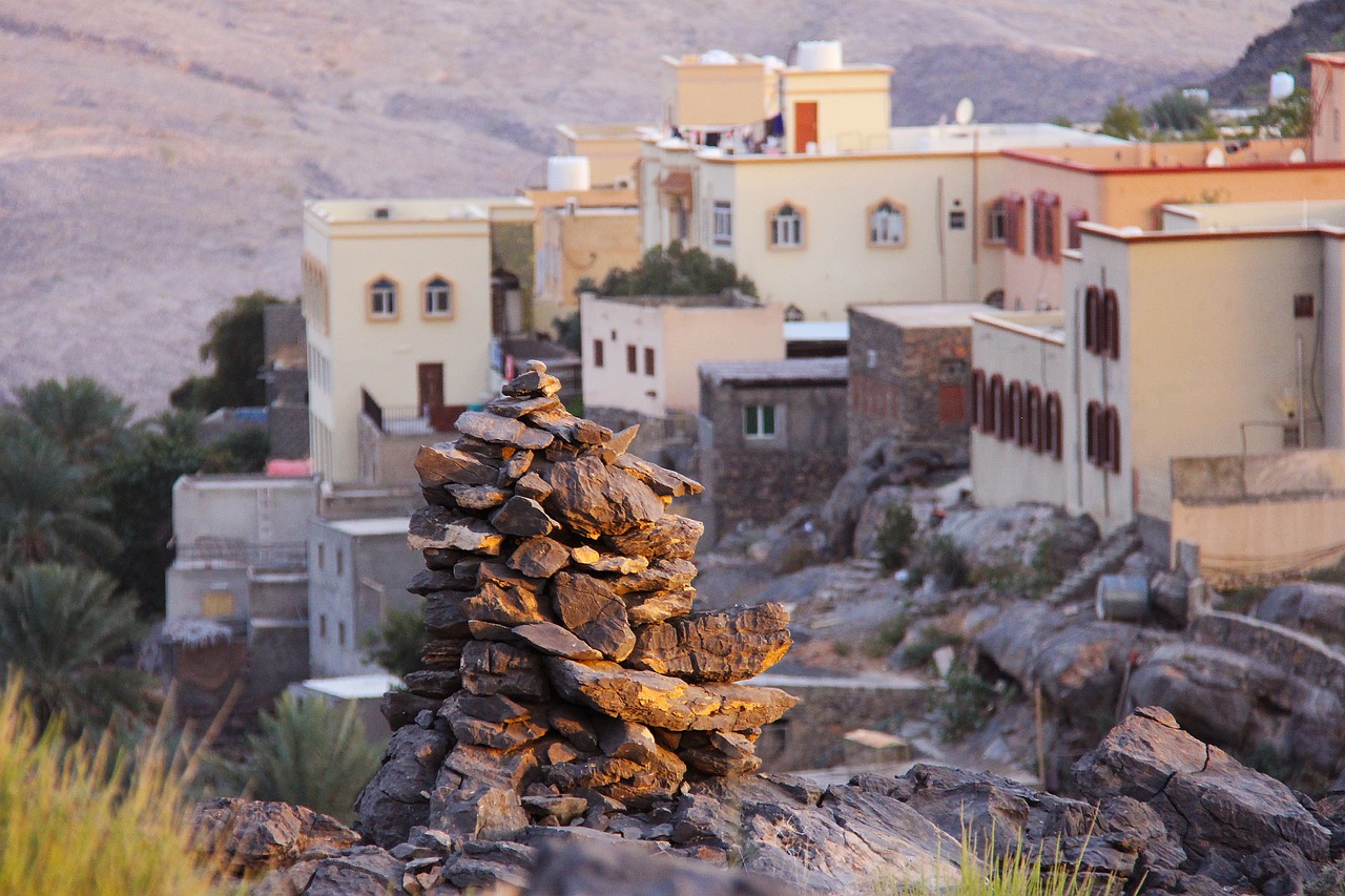Sunset, dawn, dusk, sun, evening, nature, mountains, beautiful, amazing, orange, colorful house, nizwa, oman, middle east, travel, scenic, color, colorful, sunlight, panorama, house, skyline, hill