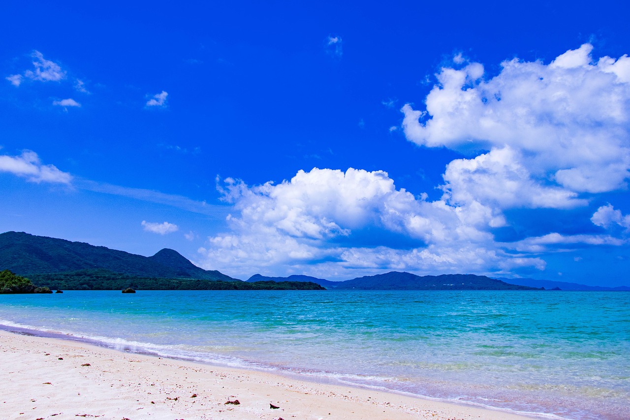 Okinawa, sea, japan, landscape, sky, tropical, ishigaki, nature, blue, quiet, light blue, healing, cloud, summer, coast, water, blue sky, ishigaki island, natural, okinawa prefecture, southern island