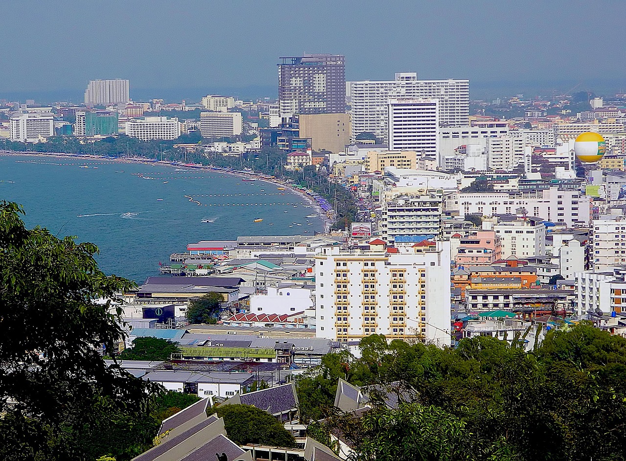 City, coastline, sleet, sea, nature, seaside, buildings, thailand