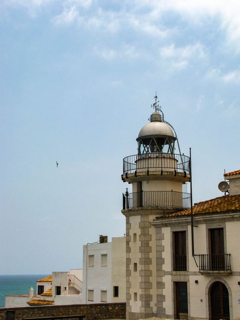 Picturesque lighthouse by the sea in Peniscola, Valencian Community, Spain.