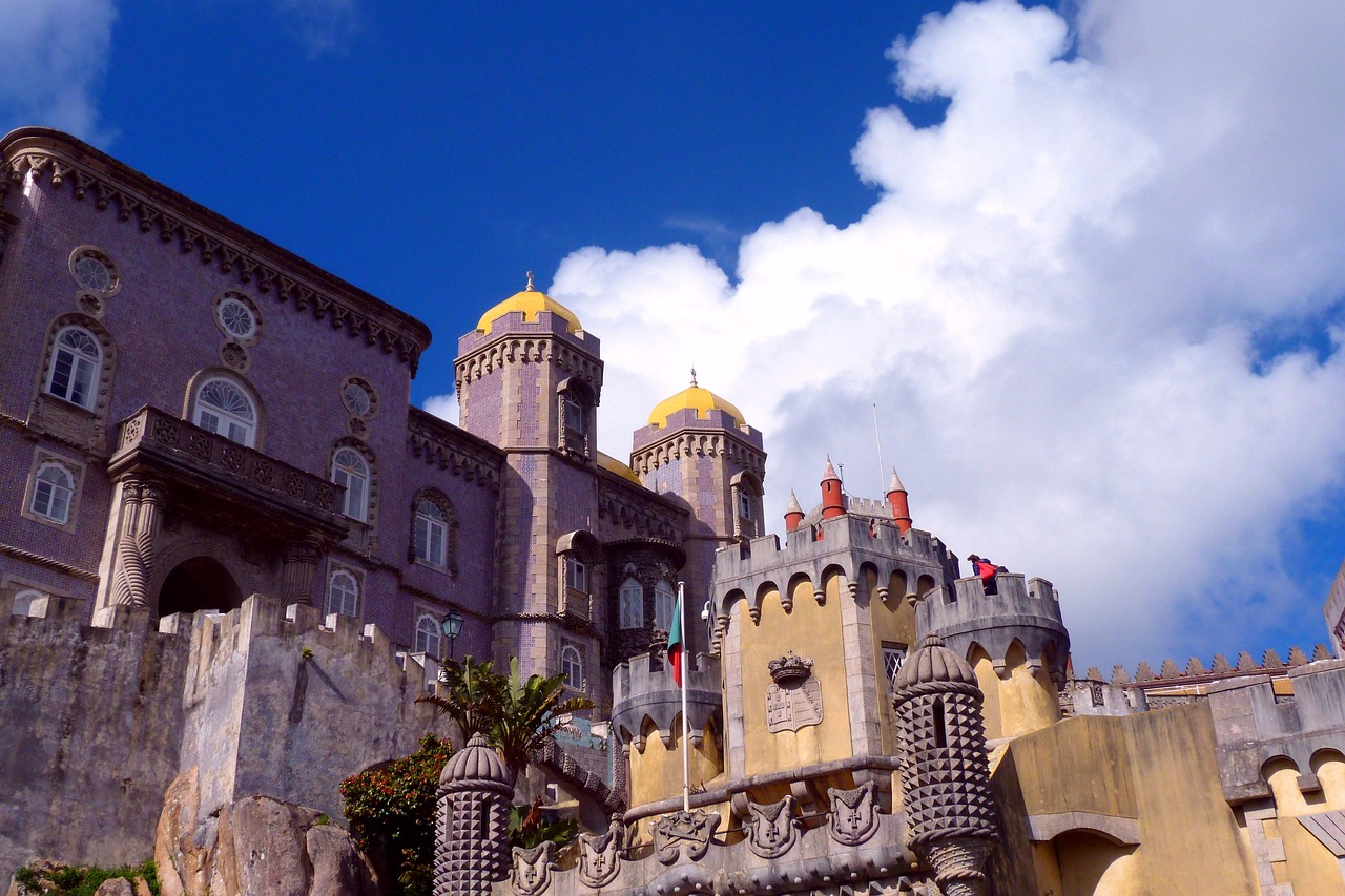 Palace, castle, old masonry, sintra, heaven, nature, clouds